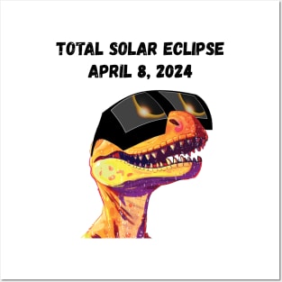 Total Solar Eclipse Grunge Dinosaur—Black text Posters and Art